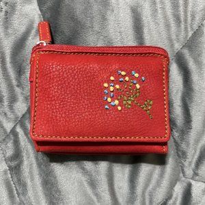Fossil Red Leather Trifold Wallet Vintage SL8654